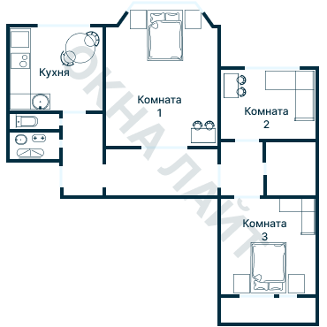 Остекление планировки 3469 дома П-44М