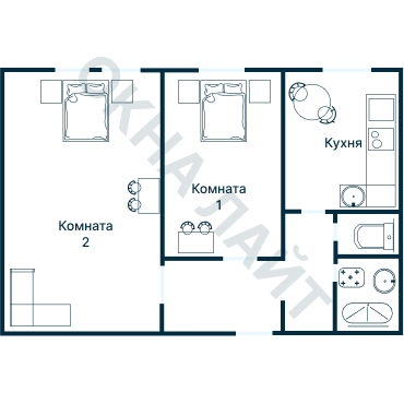 Остекление планировки 3471 дома П-44М
